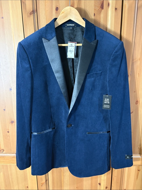 Express Other - Express Men's Deep Blue Velvet Blazer with Black Satin Lapels
